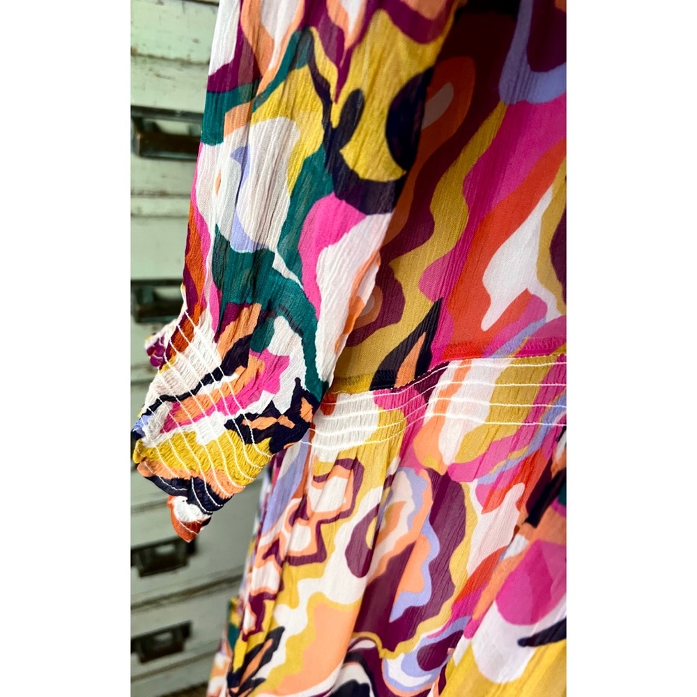 Anthropologie Marais Vibrant Abstract Tiered Maxi Dress - WITH SLIP - Picture 5 of 11